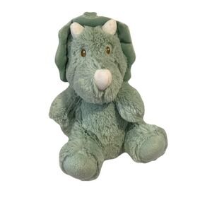 Little & Loved Baby Green Dinosaur Triceratops Lovey Rattle Plush Cuddle Toy New